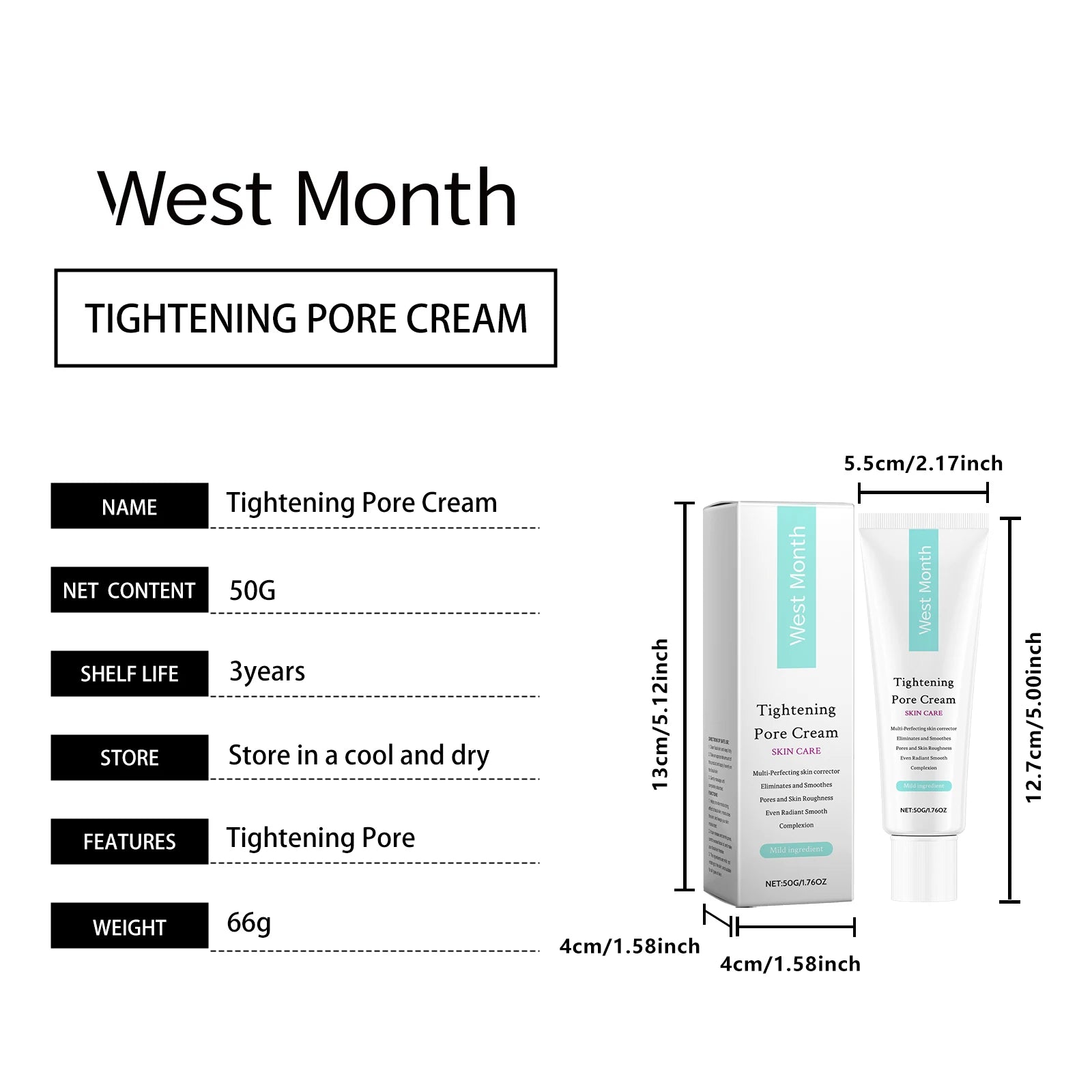 West&Month Pore Tightening Cream – Oil Control & Brightening Moisturizer