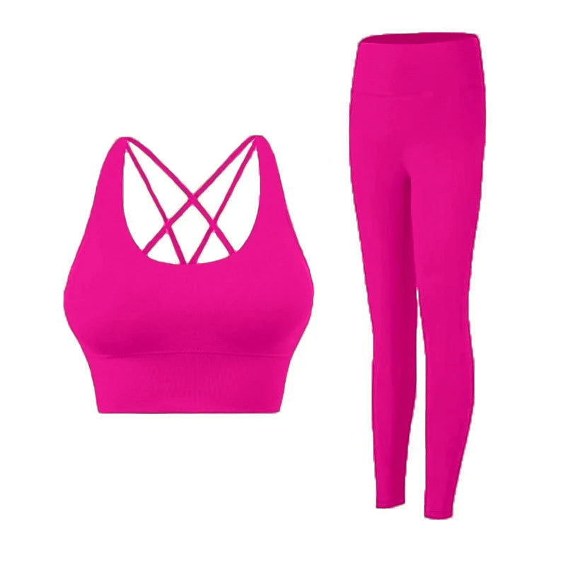 Women’s 2-Piece Yoga Set – Push-Up Sports Bra & Leggings Workout Suit