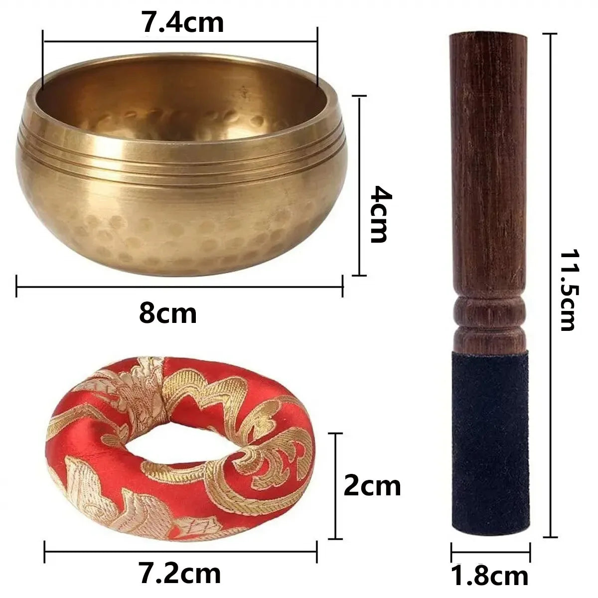 Tibetan Singing Bowl Set Sound Bowl Meditation Bowl Unique Gift Helpful for Meditation Yoga Stress Relief