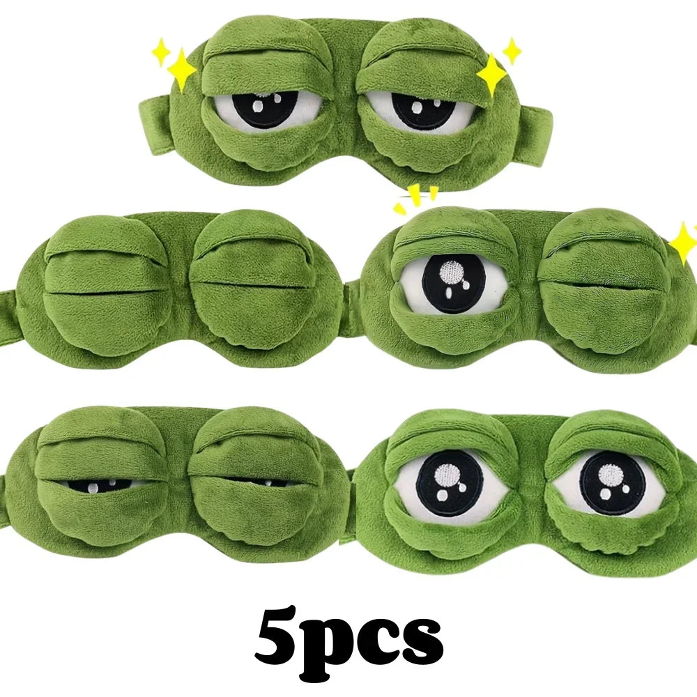 3D Sad Frog Sleep Mask – Soft Portable Eye Cover