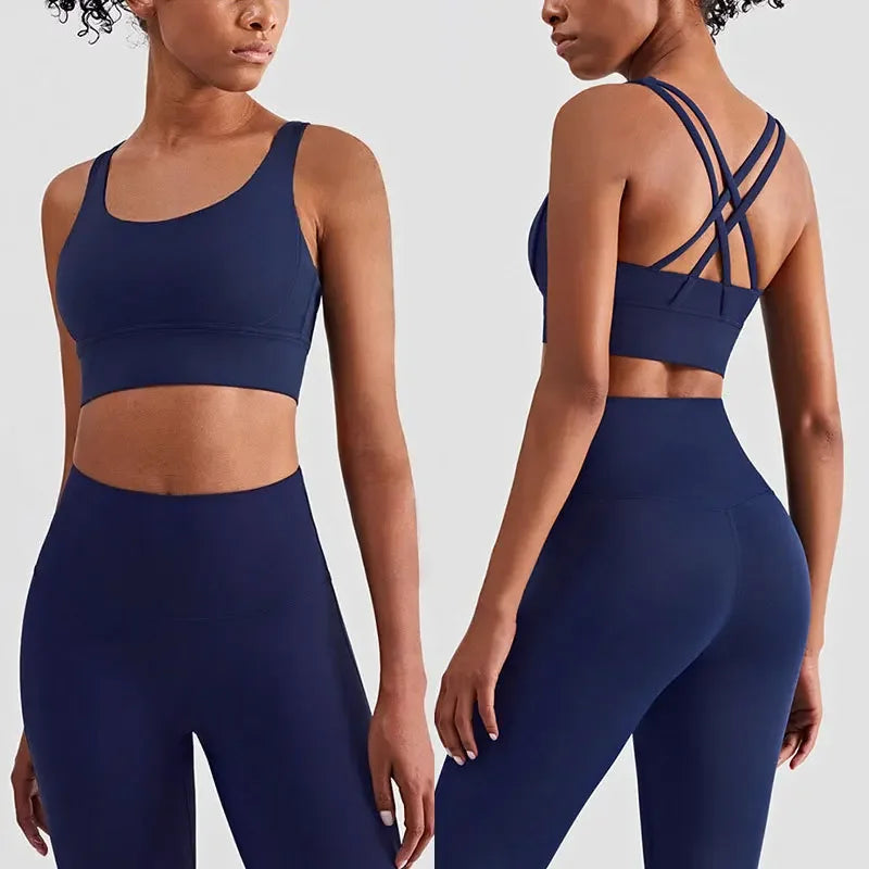 Women’s 2-Piece Yoga Set – Push-Up Sports Bra & Leggings Workout Suit