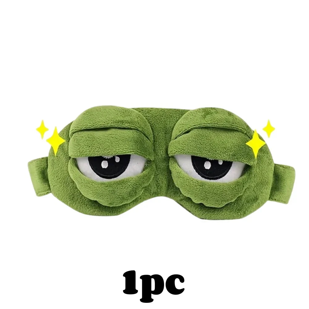 3D Sad Frog Sleep Mask – Soft Portable Eye Cover