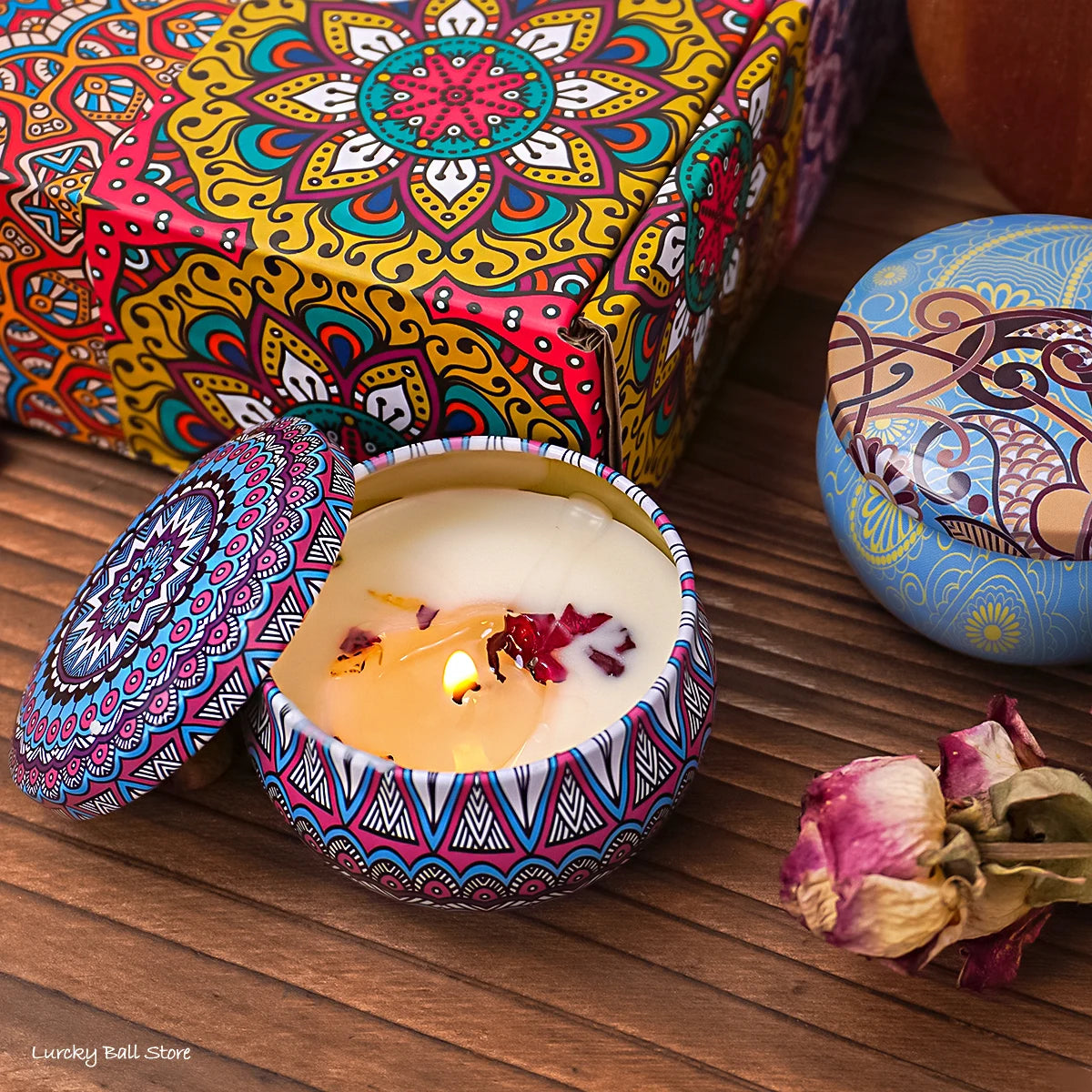 4PCS Scented Candle Gift Set – Arabian Pattern Smokeless Candles