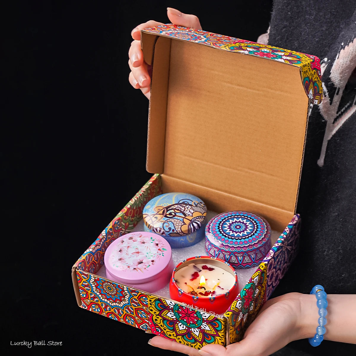 4PCS Scented Candle Gift Set – Arabian Pattern Smokeless Candles