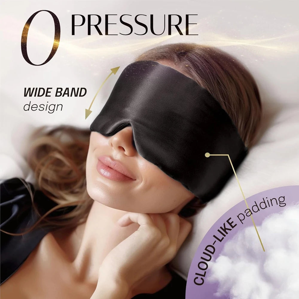 100% Mulberry Silk Sleep Mask – Soft Padded Light-Blocking Eyepatch