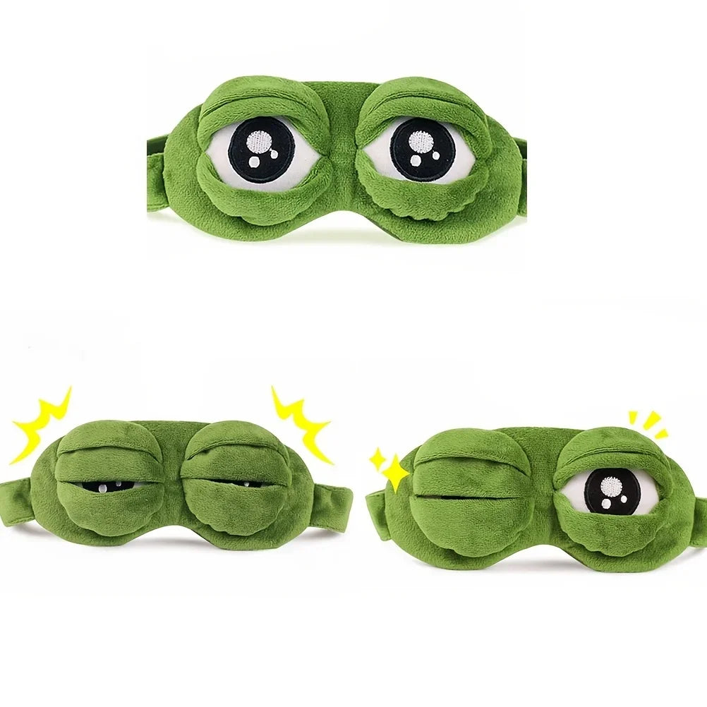 3D Sad Frog Sleep Mask – Soft Portable Eye Cover