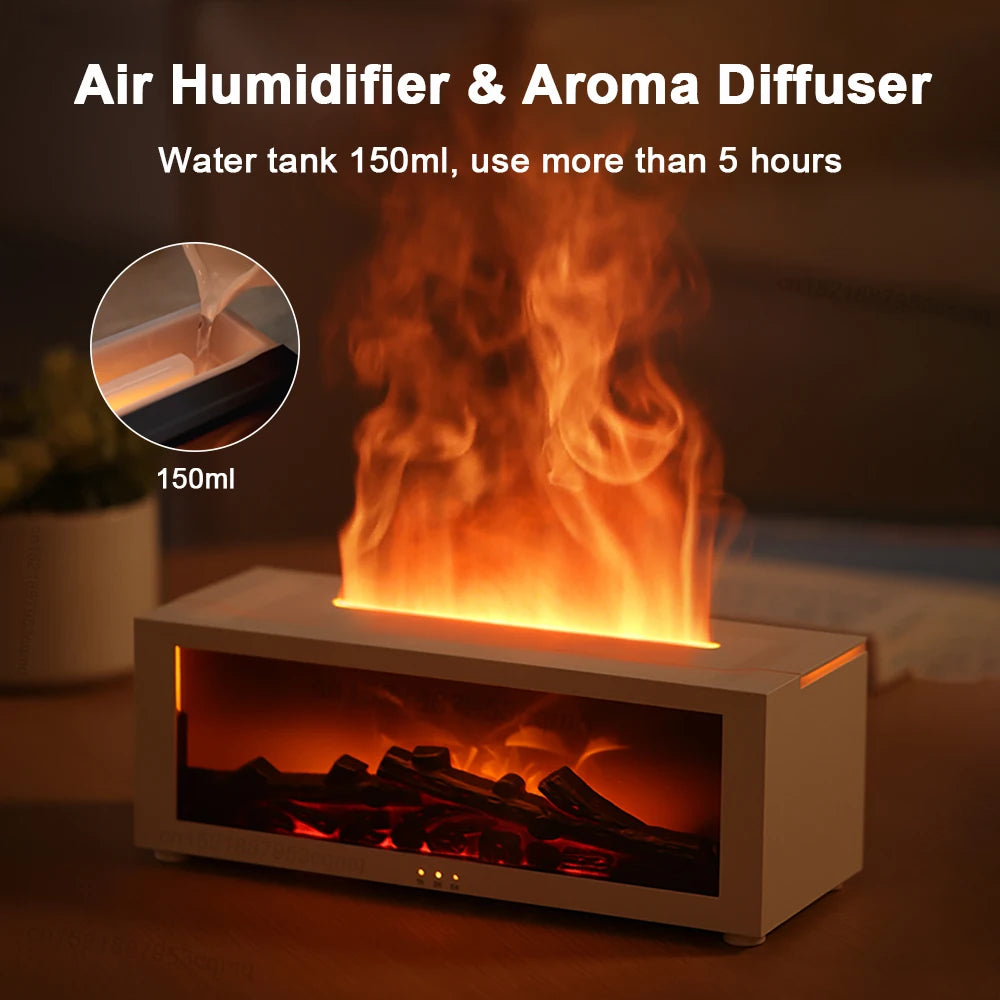 Flame Aroma Humidifier – Essential Oil Diffuser with LED & Remote