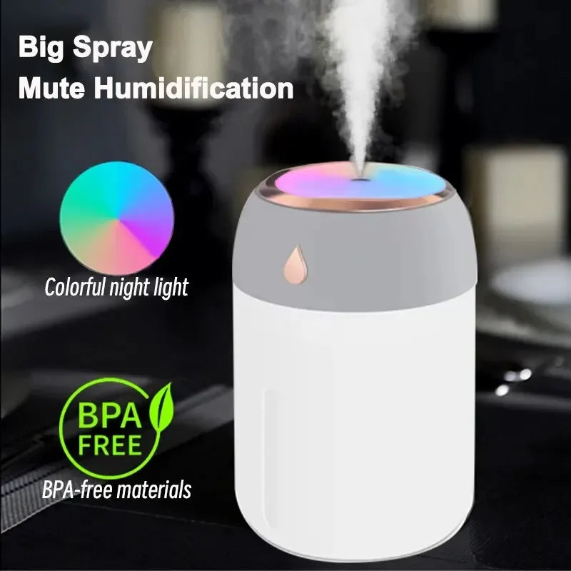 Portable Mini USB Humidifier – 330ml LED Aroma Diffuser