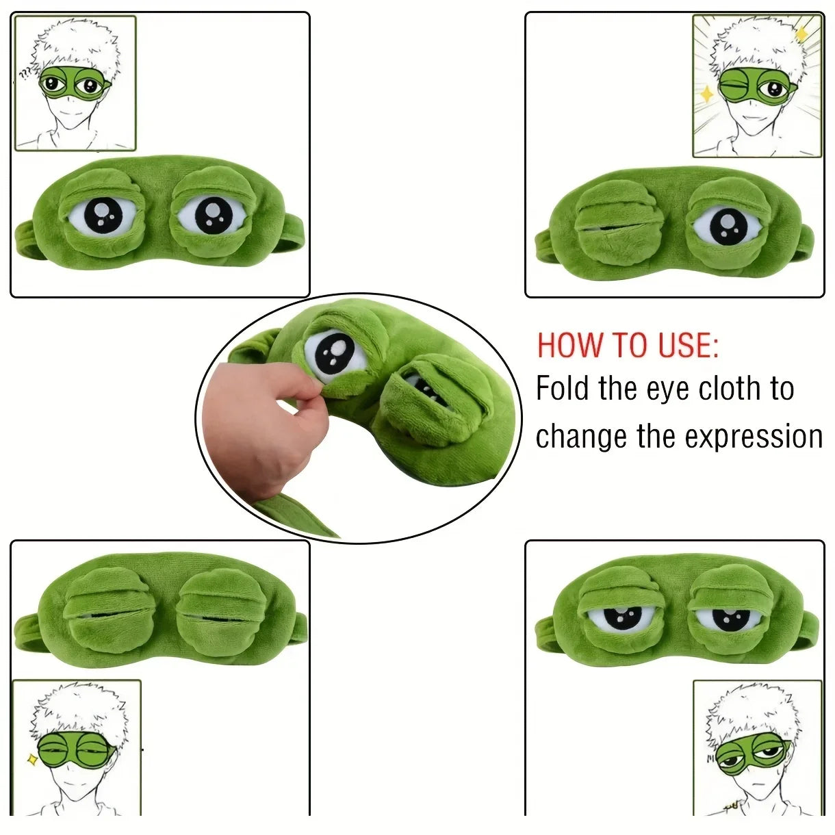 3D Sad Frog Sleep Mask – Soft Portable Eye Cover