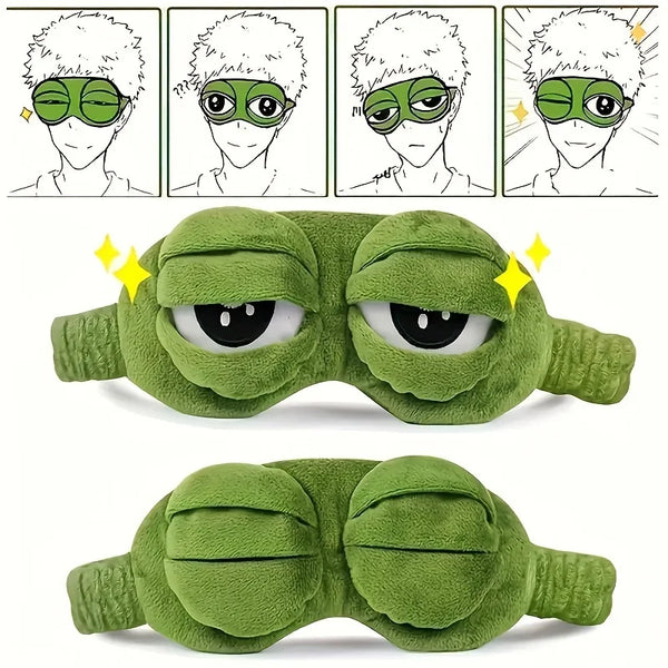 3D Sad Frog Sleep Mask – Soft Portable Eye Cover