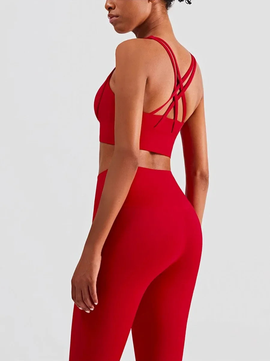 Women’s 2-Piece Yoga Set – Push-Up Sports Bra & Leggings Workout Suit