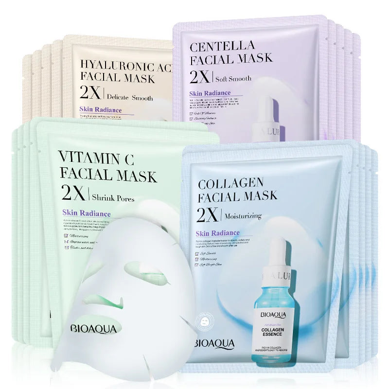 20PCS BIOAQUA Centella Collagen Face Masks – Hydrating Sheet Set
