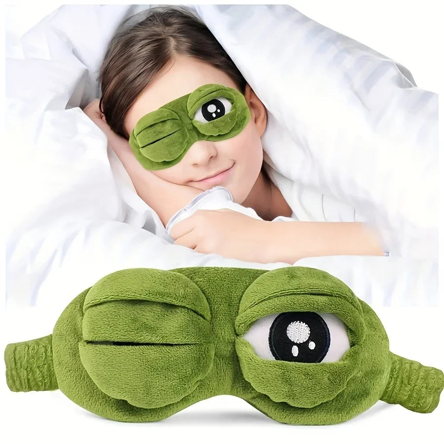 3D Sad Frog Sleep Mask – Soft Portable Eye Cover