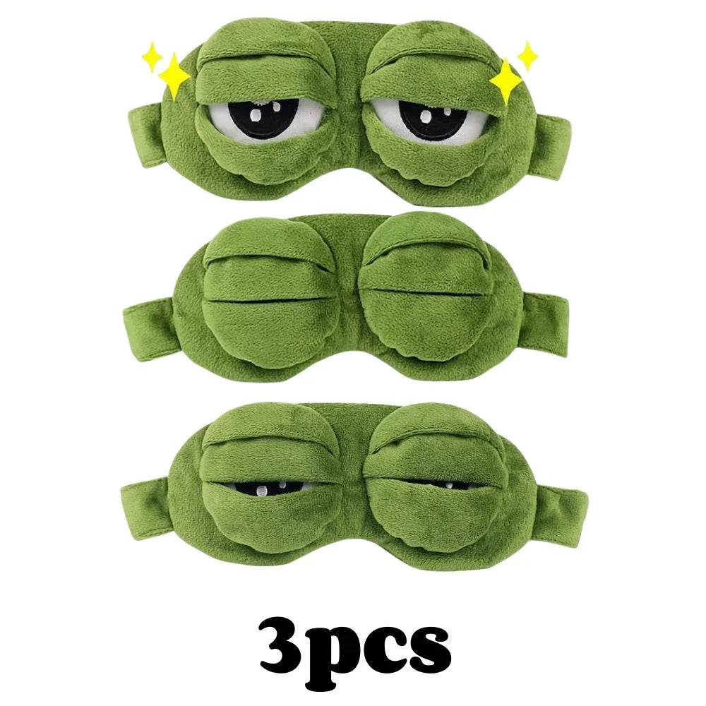 3D Sad Frog Sleep Mask – Soft Portable Eye Cover