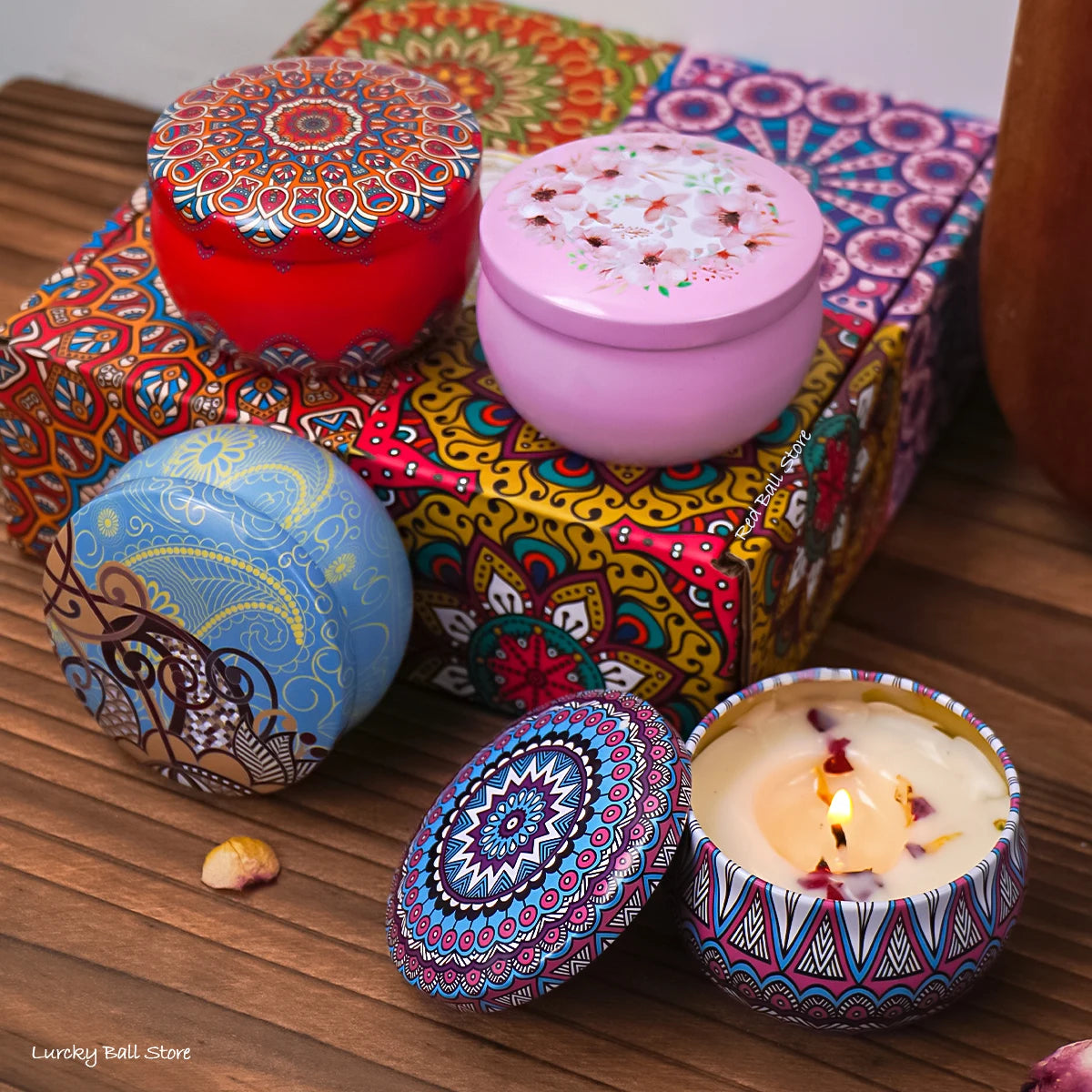 4PCS Scented Candle Gift Set – Arabian Pattern Smokeless Candles