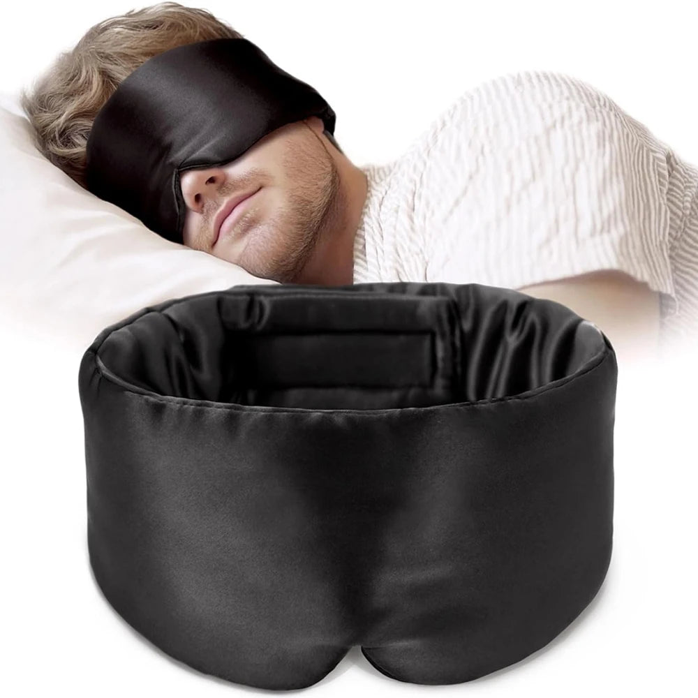 100% Mulberry Silk Sleep Mask – Soft Padded Light-Blocking Eyepatch