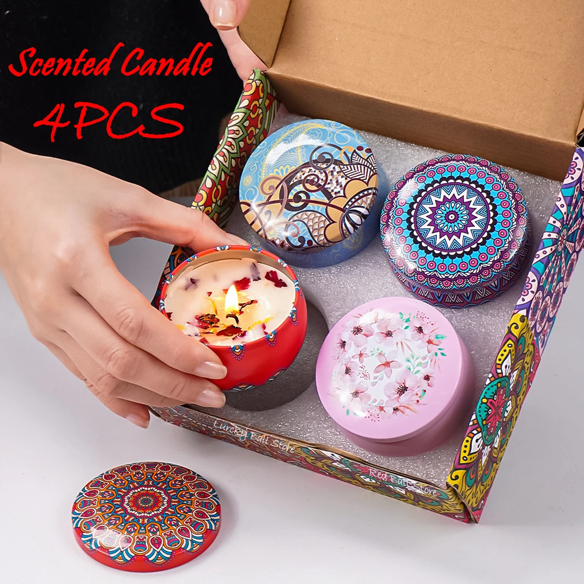 4PCS Scented Candle Gift Set – Arabian Pattern Smokeless Candles