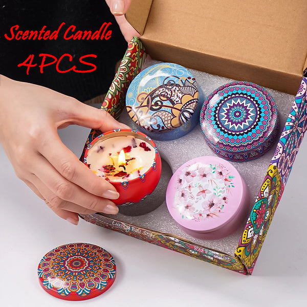 4PCS Scented Candle Gift Set – Arabian Pattern Smokeless Candles