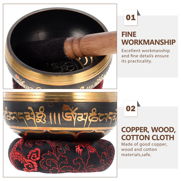 Buddhist Copper Singing Bowl Set – Meditation & Yoga Tool