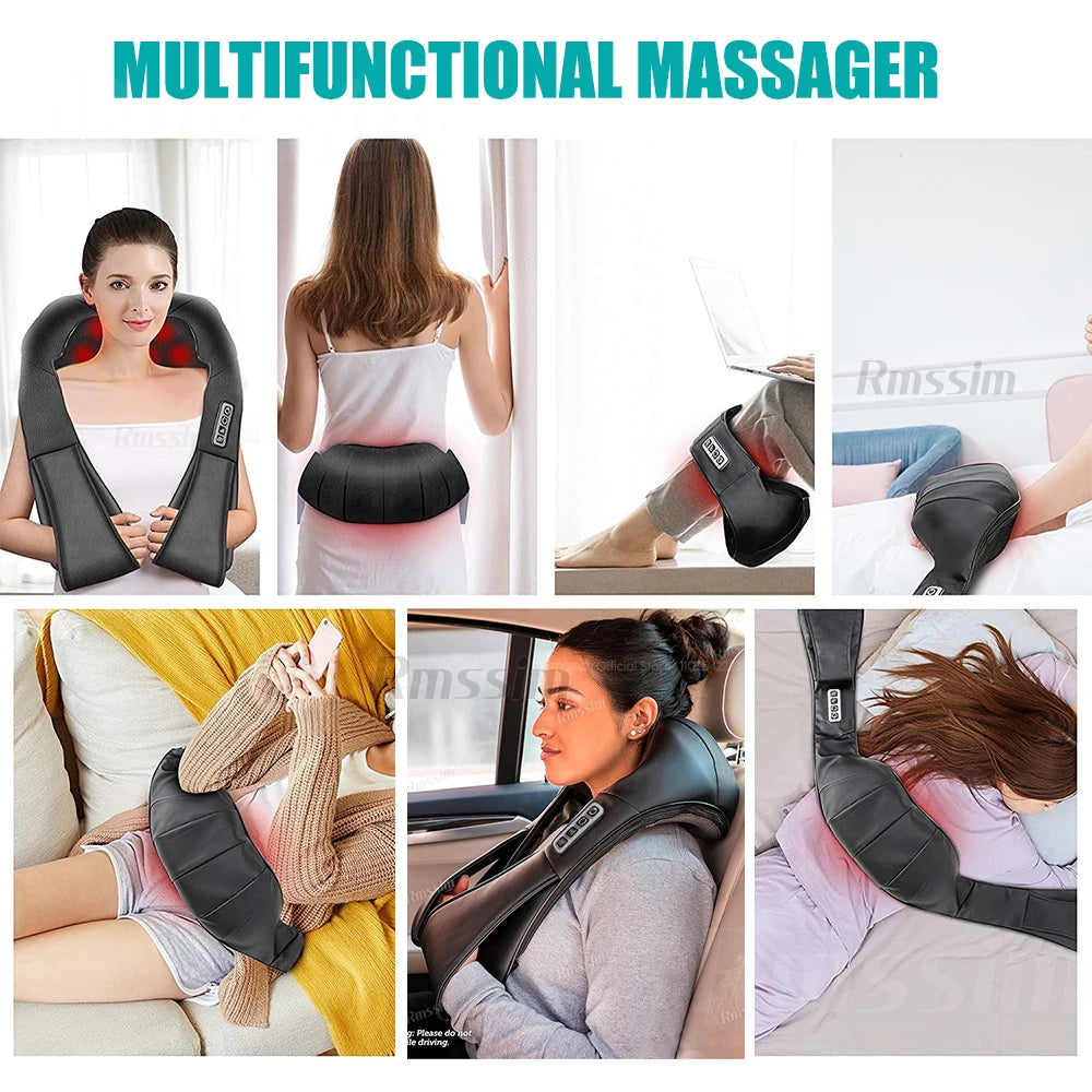 Shiatsu Neck & Shoulder Massager – Heated Deep Kneading Massage Pillow