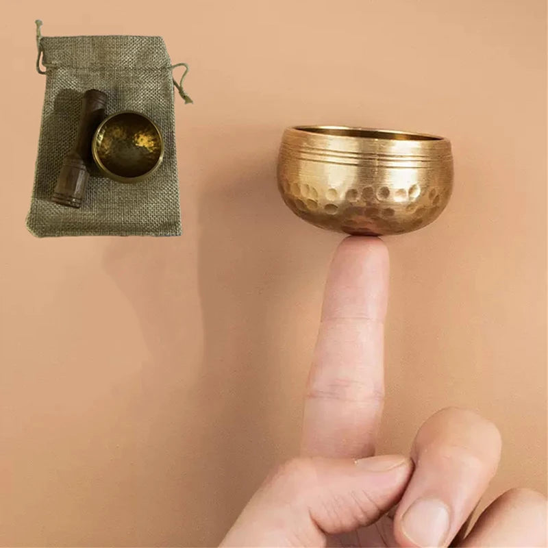 Mini Tibetan Brass Singing Bowl – Handmade Meditation & Yoga Bowl