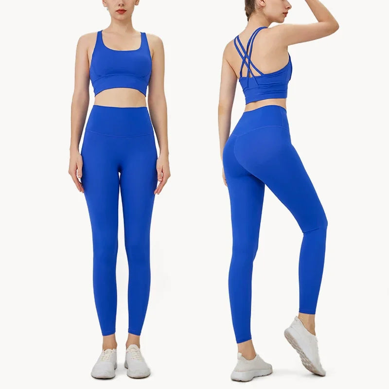 Women’s 2-Piece Yoga Set – Cross-Back Sports Bra & Leggings