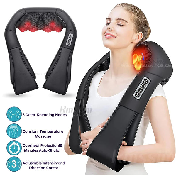 Shiatsu Neck & Shoulder Massager – Heated Deep Kneading Massage Pillow
