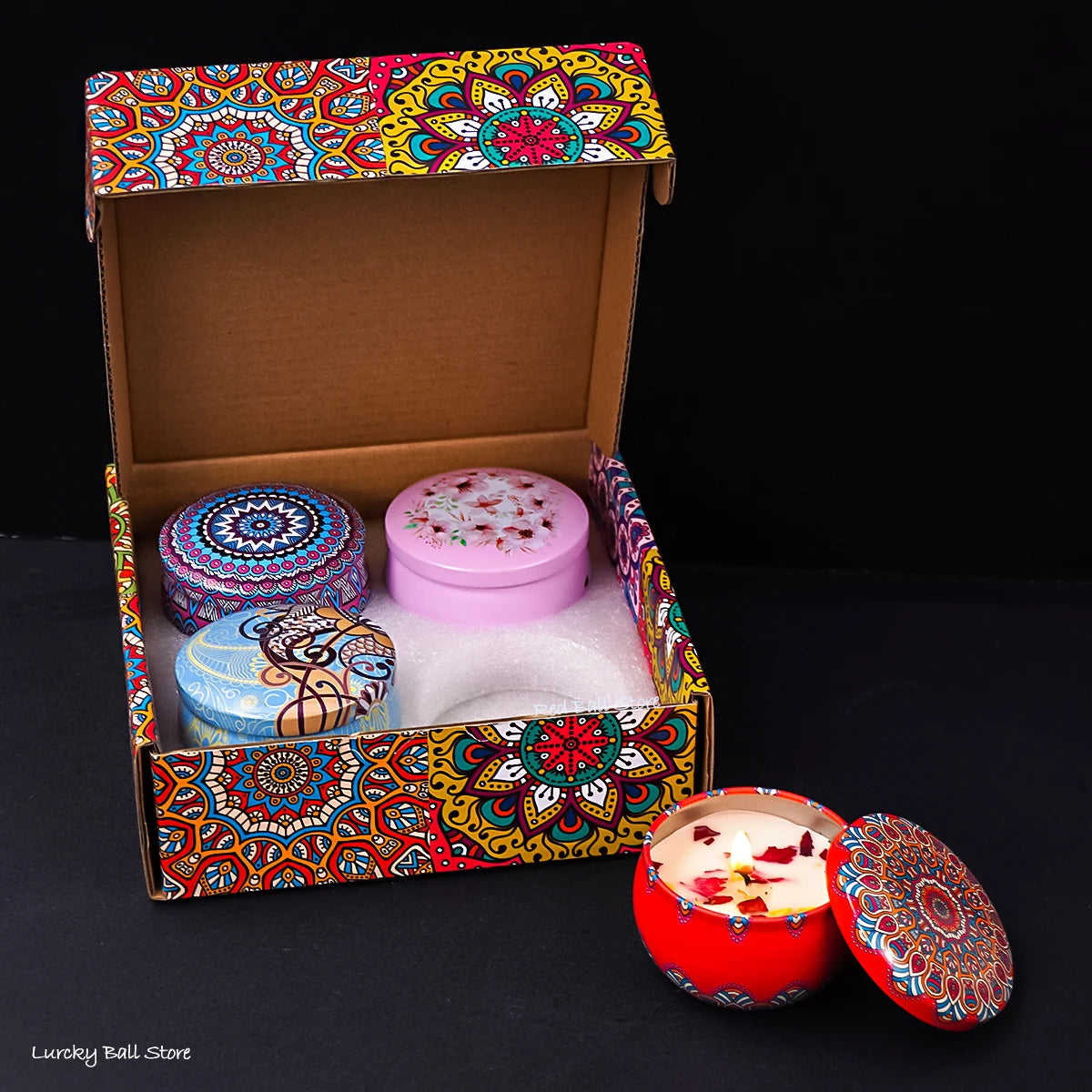 4PCS Scented Candle Gift Set – Arabian Pattern Smokeless Candles