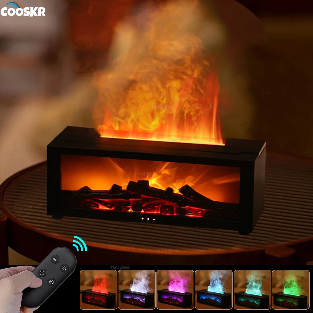 Flame Aroma Humidifier – Essential Oil Diffuser with LED & Remote