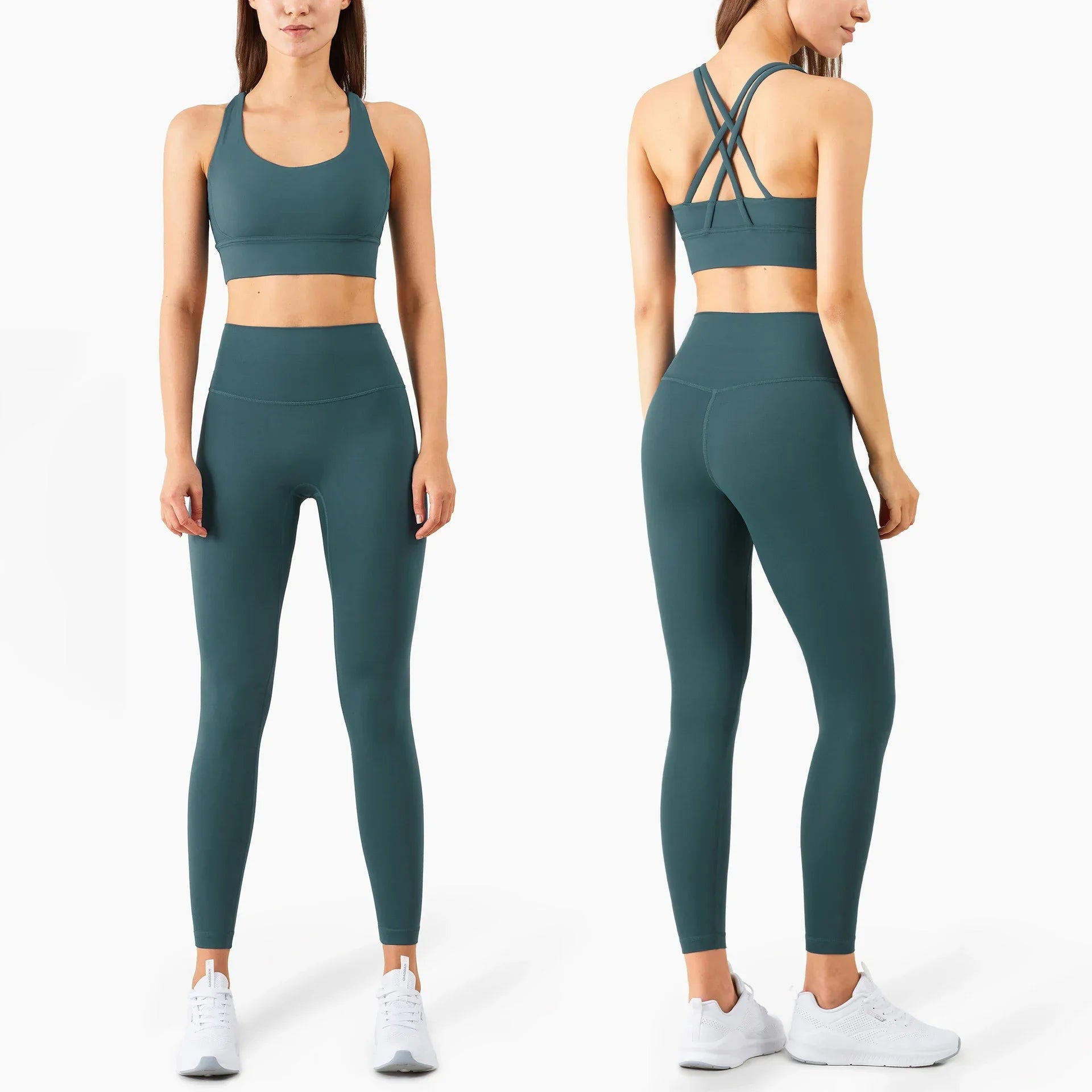 Women’s 2-Piece Yoga Set – Cross-Back Sports Bra & Leggings