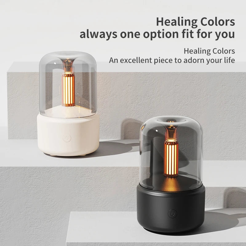 Mini Candlelight Aroma Diffuser – USB Air Humidifier & Night Light