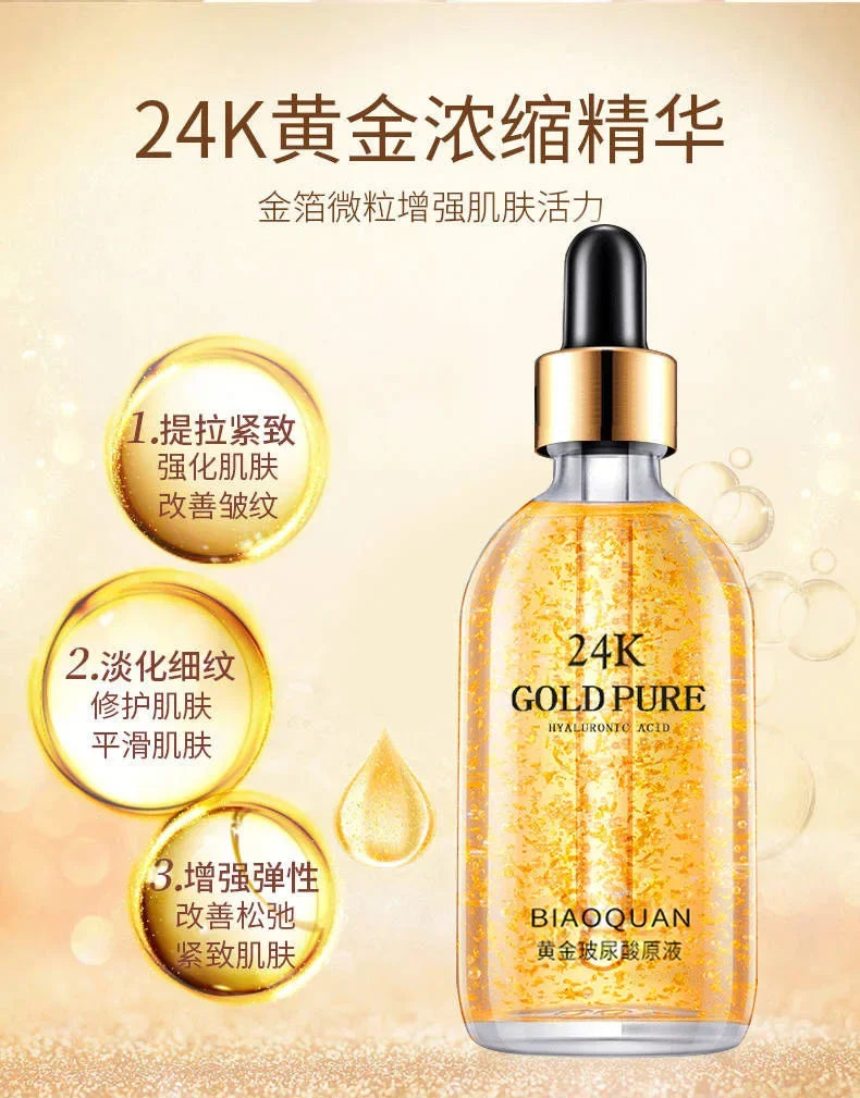 24K Gold Hyaluronic Acid Face Serum – 100ml Anti-Aging Collagen Essence