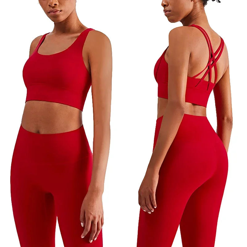Women’s 2-Piece Yoga Set – Push-Up Sports Bra & Leggings Workout Suit